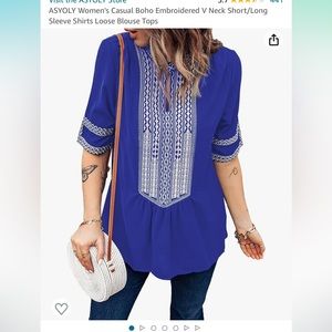 Women’s Medium casual boho embroidered top